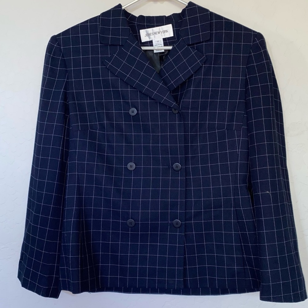 Jones of New York Navy Blue Double Breasted Blazer Size 12